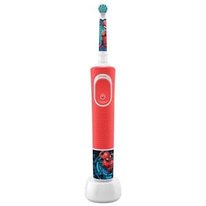 Электрическая зубная щетка Oral-B Vitality Kids Spiderman D100.413.2K, красный/белый