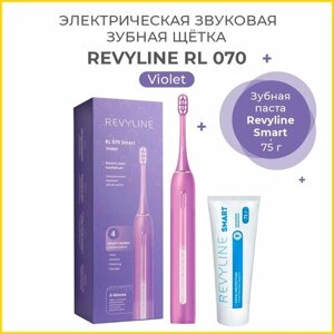 Электрическая звуковая щетка Revyline RL 070 фиолетовая + Зубная паста Revyline Smart, 75 г.