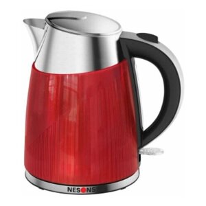 Электрический чайник NESONS NS-EK205, 1.7 литра, красный/серебристый/черный