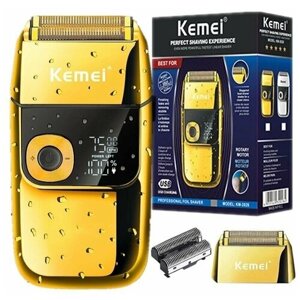 Электробритва KM2028Gold -Беспроводная Машинка для стрижки бороды с ЖК-дисплеем и USB-портом