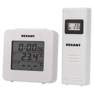 Электронный термометр с часами и беспроводным выносным датчиком Rexant 70-0592 (7 шт.)
