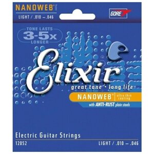 Elixir Струны для электрогитары Elixir 12052 NANOWEB, Light, 10-46