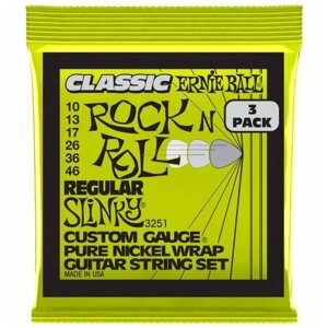 ERNIE BALL 3251 Pure Classic RnR Slinky Regular 3 Pack 10-46 - Струны для электрогитары Эрни Болл