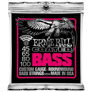 Ernie Ball 3834 струны для бас-гитары Coated Bass Super Slinky (45-65-80-100)