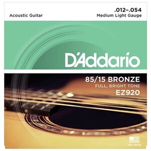 EZ920 AMERICAN BRONZE 85/15 Струны для акустической гитары Medium Light 12-54 D`Addario