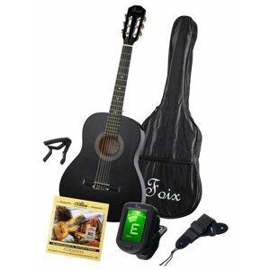 FCG-2036CAP-WH-3/4 Классическая гитара 3/4 с чехлом, ремнем, тюнером, белая, Foix