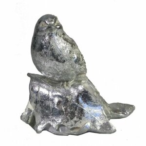 Фигура декоративная Птичка на листочке цв. серебро 4*6*11см KSMR-715299/D095