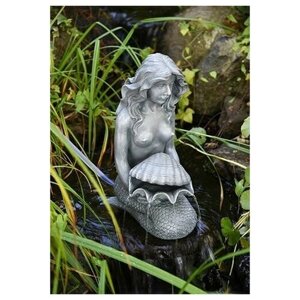 Фигура для фонтана в пруду "Русалка с раковиной", цвет каменно-серый, Heissner, Германия