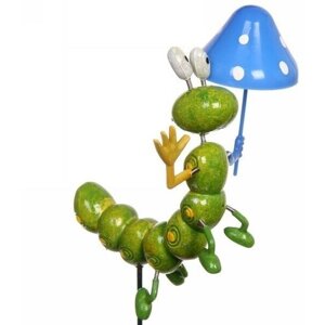 Фигура на спице «Гусеница с зонтиком» 14*40см для отпугивания птиц