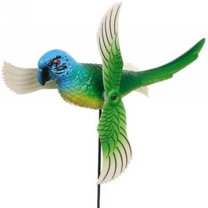Фигура на спице «Попугай» 14*40см с крутящимися крыльями для отпугивания птиц