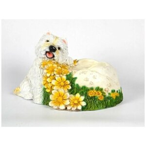 Фигура Собака у кашпо с цветами H25см D15см L40см