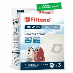 Filtero Мешки-пылесборники Filtero ROW 08 Экстра (Ровента), для пылесосов Rowenta, синтетические, 3 штуки, белый, 3 шт.