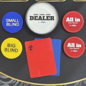 Фишки для покера - Малый и Большой Блайнд + 2 ALL IN + Большой Dealer + 2 карты подрезки