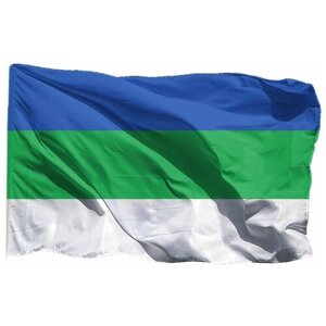 Флаг Республики Коми на шёлке, 90х135 см - для ручного древка