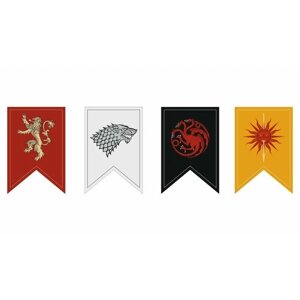 Флаги Великих Домов Вестеросса из Игры престолов в комплекте, на шёлке