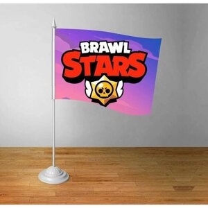 Флажок настольный Brawl Stars, Бравл Старс №4 с логотипом розовый