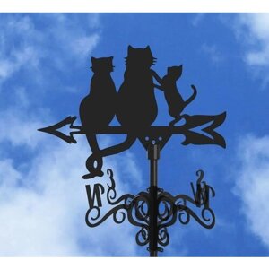 Флюгер на крышу "Три кота" , средний: 60 * 42 см, черный