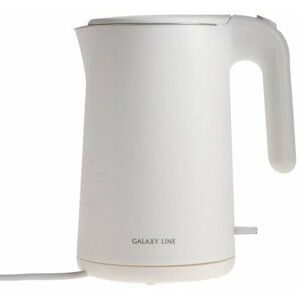 Galaxy Чайник электрический Galaxy GL 0327, пластик, колба металл, 1.5 л, 1800 Вт, белый