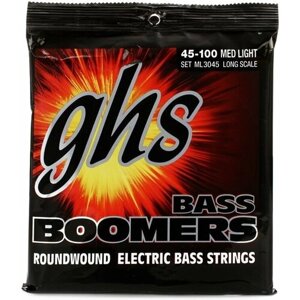 GHS ML3045 Струны для бас гитары никелированная сталь круглая обмотка (45-65-85-100) Boomers