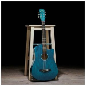 Гитара акустическая, цвет синий, 97см, с вырезом, 6881914