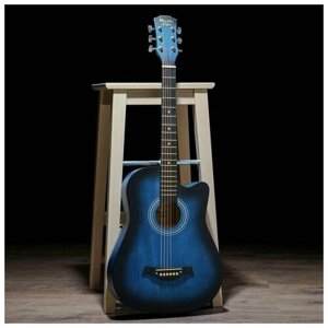 Гитара акустическая, цвет синий, 97см, с вырезом