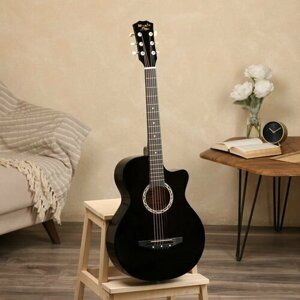 Гитара акустическая QD-H38Q-JP черная, 6-ти струнная, 97 см