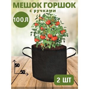 Горшок тканевый (мешок горшок) для растений ручками BagPot - 100 л 2 шт.