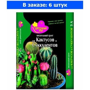 Грунт для кактусов и суккулентов 3л Цветочный рай 6/540 БХЗ 6 шт