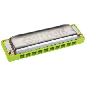 Губная гармошка Hohner Rocket Amp 2015/20 (M2015016X) C, серебристый/салатовый