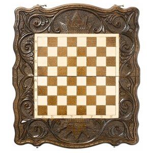 Haleyan Шахматы + нарды резные "Корона" 40 игровая доска в комплекте