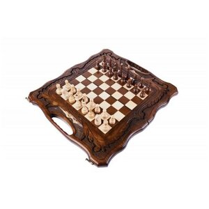 Haleyan Шахматы резные с Араратом (с ручкой и ложементом) 50 коричневый игровая доска в комплекте