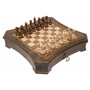 Haleyan Шахматы резные восьмиугольные в ларце 50 игровая доска в комплекте