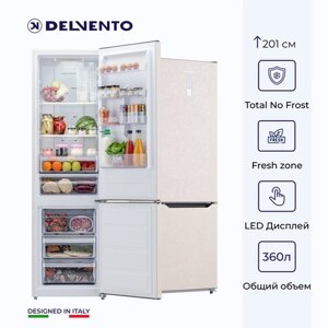 Холодильник двухкамерный DELVENTO VDR49101 / NO FROST / объем 360л / инверторный мотор / LED дисплей / 3 года гарантии