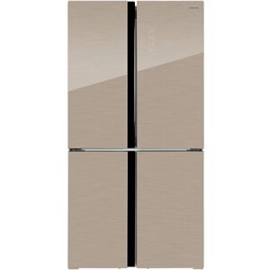 Холодильник HIBERG RFQ-500DX NFGY INVERTER отдельностоящий, 4 двери, 545 л, бежевое стекло с полоской