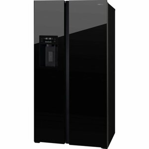 Холодильник HIBERG RFS-655 DX NFGB Side-by-Side с автоледогенератором, 618 л, inverter, No Frost, черное мерцающее стекло