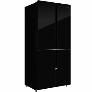 Холодильник NORDFROST RFQ-510 NFGB inverter, Cross Door, отдельностоящий, Total No Frost, 470 л, черное мерцающее стекло