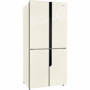 Холодильник NORDFROST RFQ-510 NFGI inverter, Cross Door, отдельностоящий, Total No Frost, 470 л, бежевое стекло