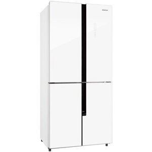 Холодильник NORDFROST RFQ-510 NFGW inverter, Cross Door, отдельностоящий, Total No Frost, 470 л, белое мерцающее стекло