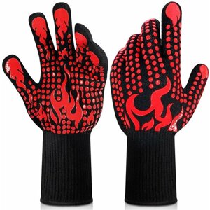 Хозяйственные огнеупорные перчатки S-MAX из арамида для защиты рук от воздействия высоких температур, черно-красный