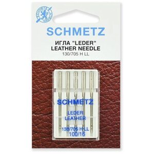 Игла/иглы Schmetz Leather 130/705 H LL 100/16, серебристый, 5 шт.