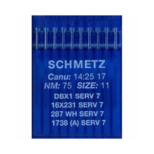 Иглы для промышленных швейных машин Schmetz, тонкая колба 1738/DBx1 SERV7 №75, 10 шт.