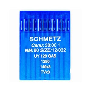 Иглы промышленные Schmetz UY 128 GAS №80, для распошивальных машин, 10 шт.