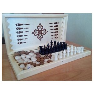 Игра "3 в 1" ладья НШ-5 (нарды, шашки, шахматы пластмассовые (400*200*45)