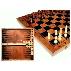 Игра "3 в 1"Материал: дерево. В комплекте игры: нарды, шахматы, шашки. Размер доски в разложенном виде 23,5 см х23, 5 см. S2414