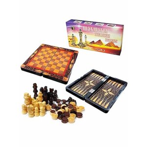 Игра настольная " KWELT " 3 в 1 Шахматы, шашки, нарды, состав: двухстороннее складное деревянное поле с замком 30*30*2,5см, деревянные фигуры, кубик - 2шт, картонная упаковка 30,5*15,5*5см