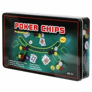 Игра настольная Покер, 33х20х5 см, фишки 300штук, 2 колоды карт, Y6-6373