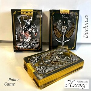 Игральные карты "Heroes cards" черное издание. Дизайнерская колода, размер 63х88 мм, 54 шт. для покера, подарок коллекционеру, для фокусов, для гадания