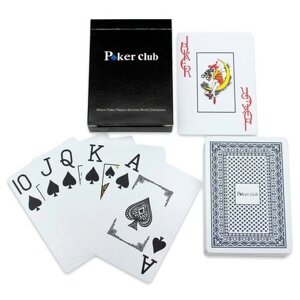 Игральные карты "Poker club", пластиковые, синяя рубашка