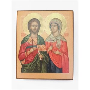 Икона "Адриан и Наталья", размер иконы - 10x13