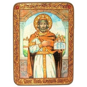 Икона аналойная Святой Благоверный князь Ярослав Мудрый на мореном дубе 21*29 см 999-RTI-696m